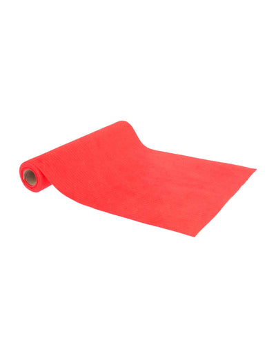 Traversă de masă cu dungi strălucitoare catifea roșie și aurie 28 cm x 3 m