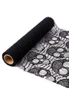 Traversă de masă cu cap de mort din dantelă neagră 28 cm x 3 m