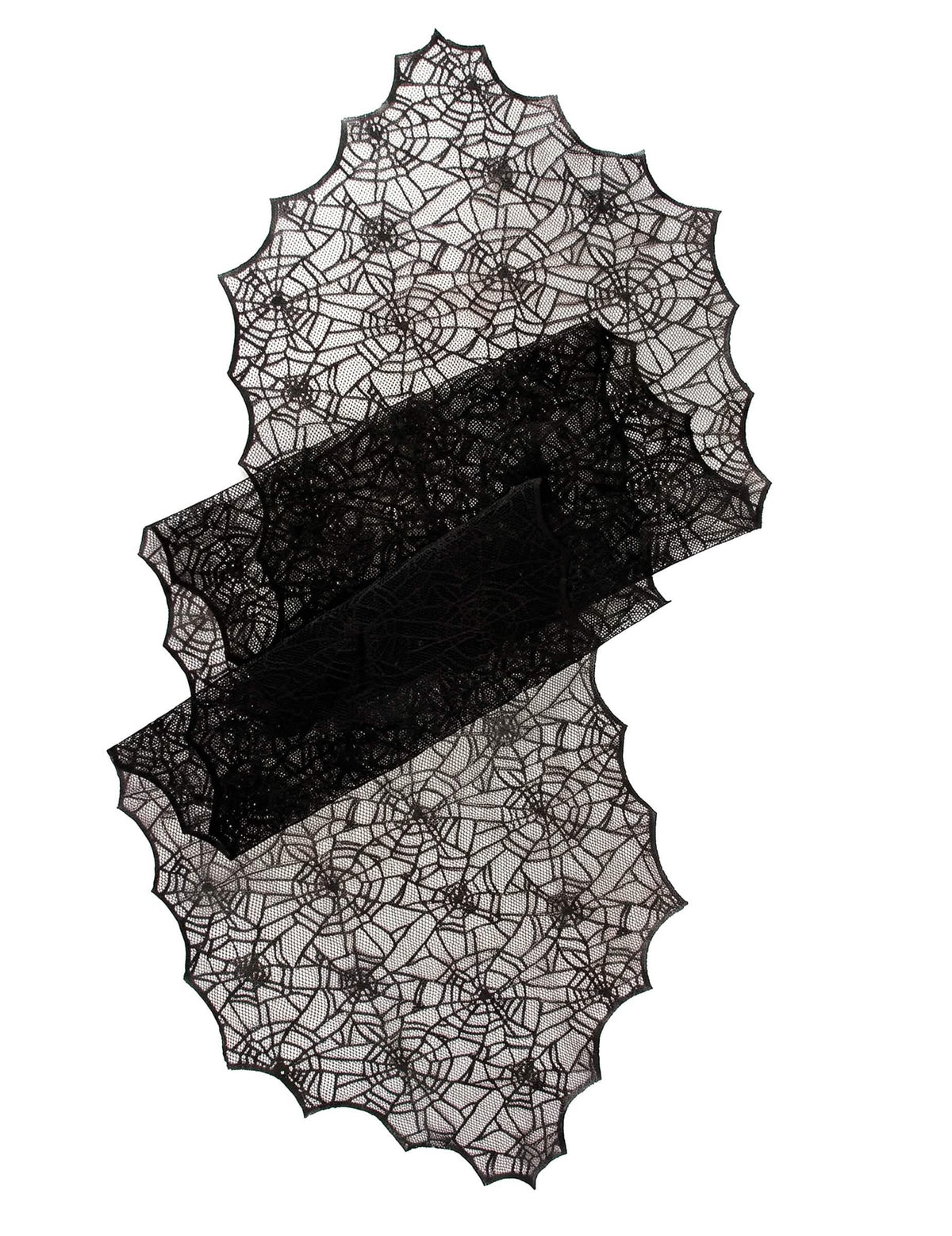 Traverse de masă din dantelă neagră cu pânză de păianjen 44 cm x 1,82 m