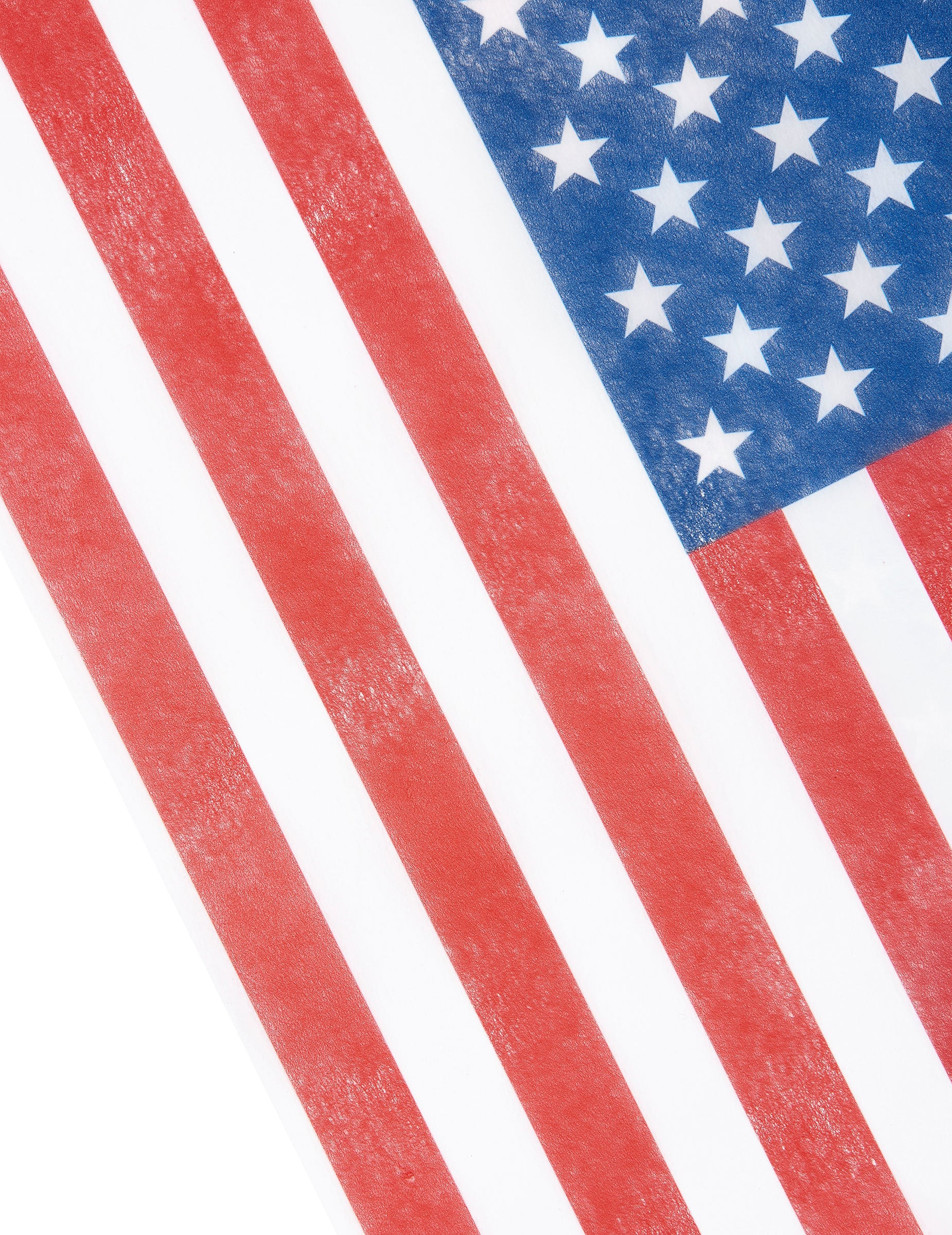 Gros plan sur les motifs étoiles et rayures du chemin de table USA