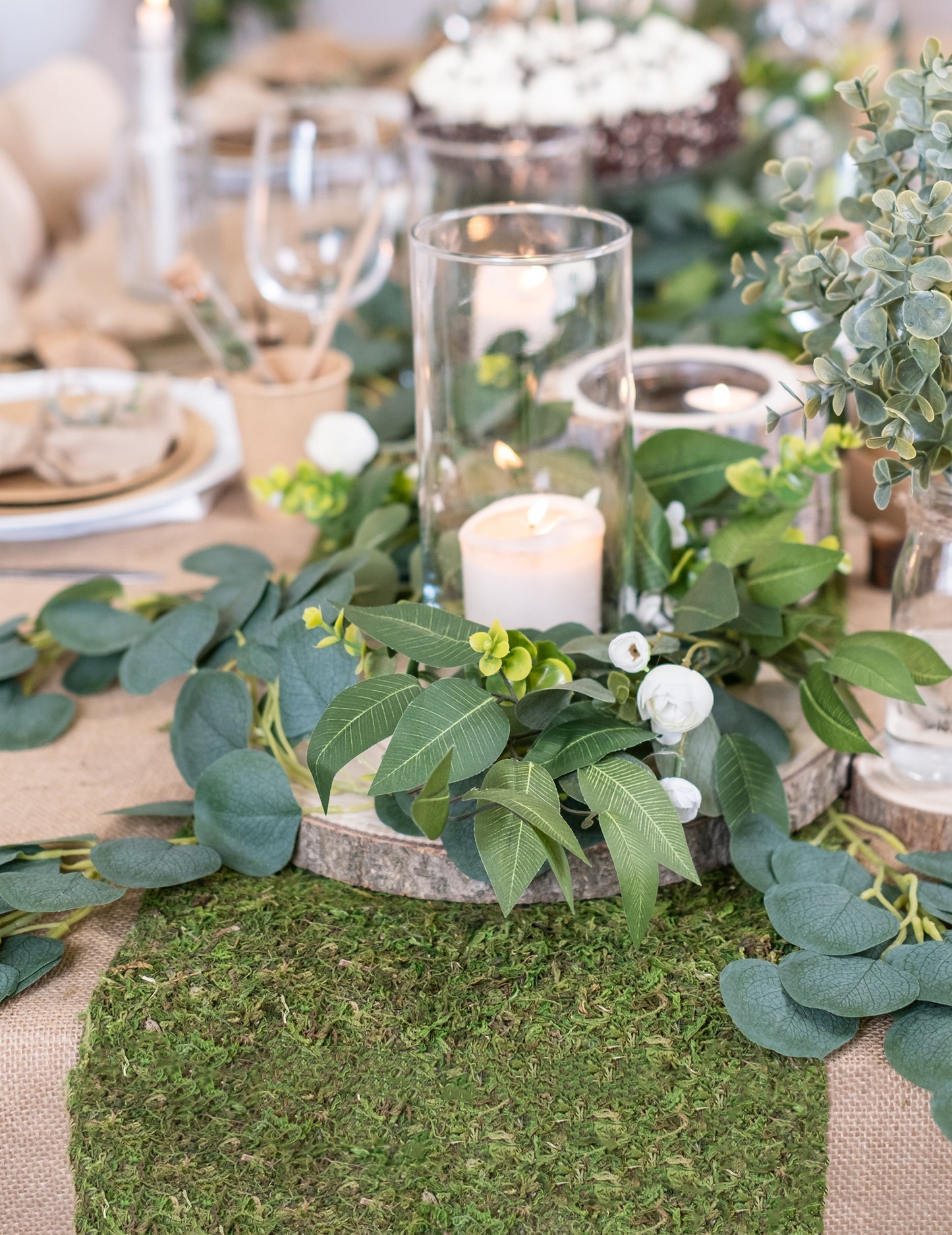 Traversă de masă din mușchi natural 30 cm x 2 m pentru nuntă