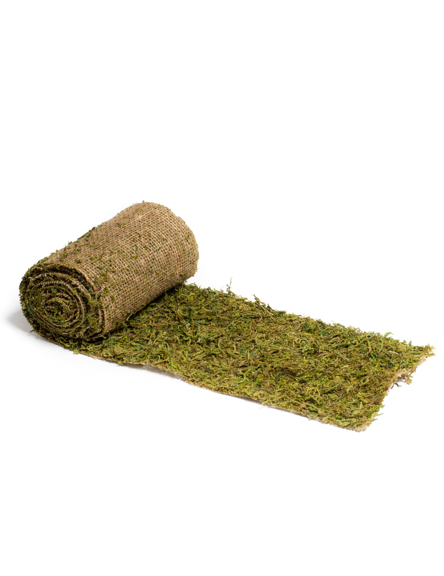 Traversă de masă cu plante din material textil alb și mușchi natural 20 cm x 2 m
