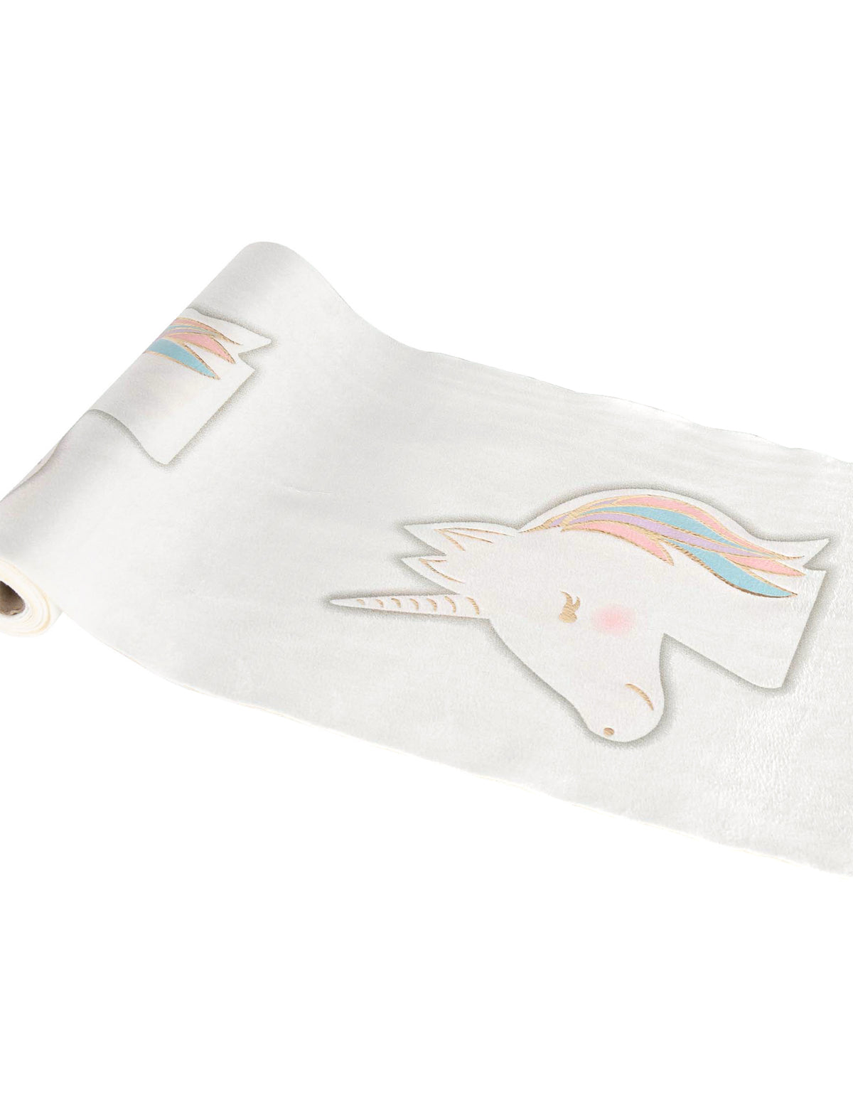 Détail du motif du chemin de table licorne pastel