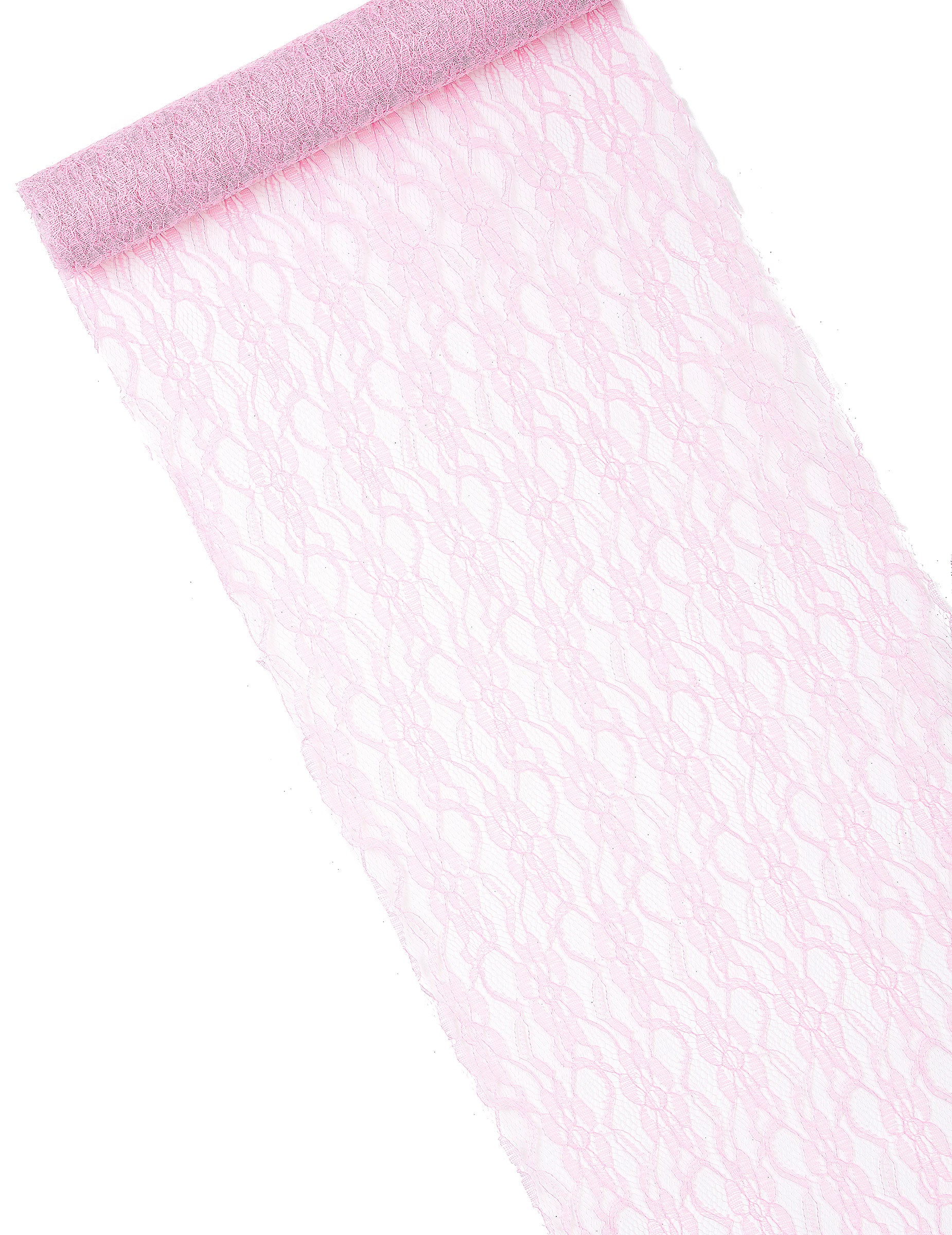 Chemin de table dentelle motif fleurs rose pâle