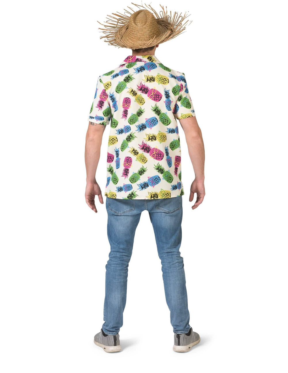 Vedere din spate a cămășii cu model ananas pentru bărbat