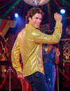 Chemise disco pour homme jaune haut de gamme à sequins