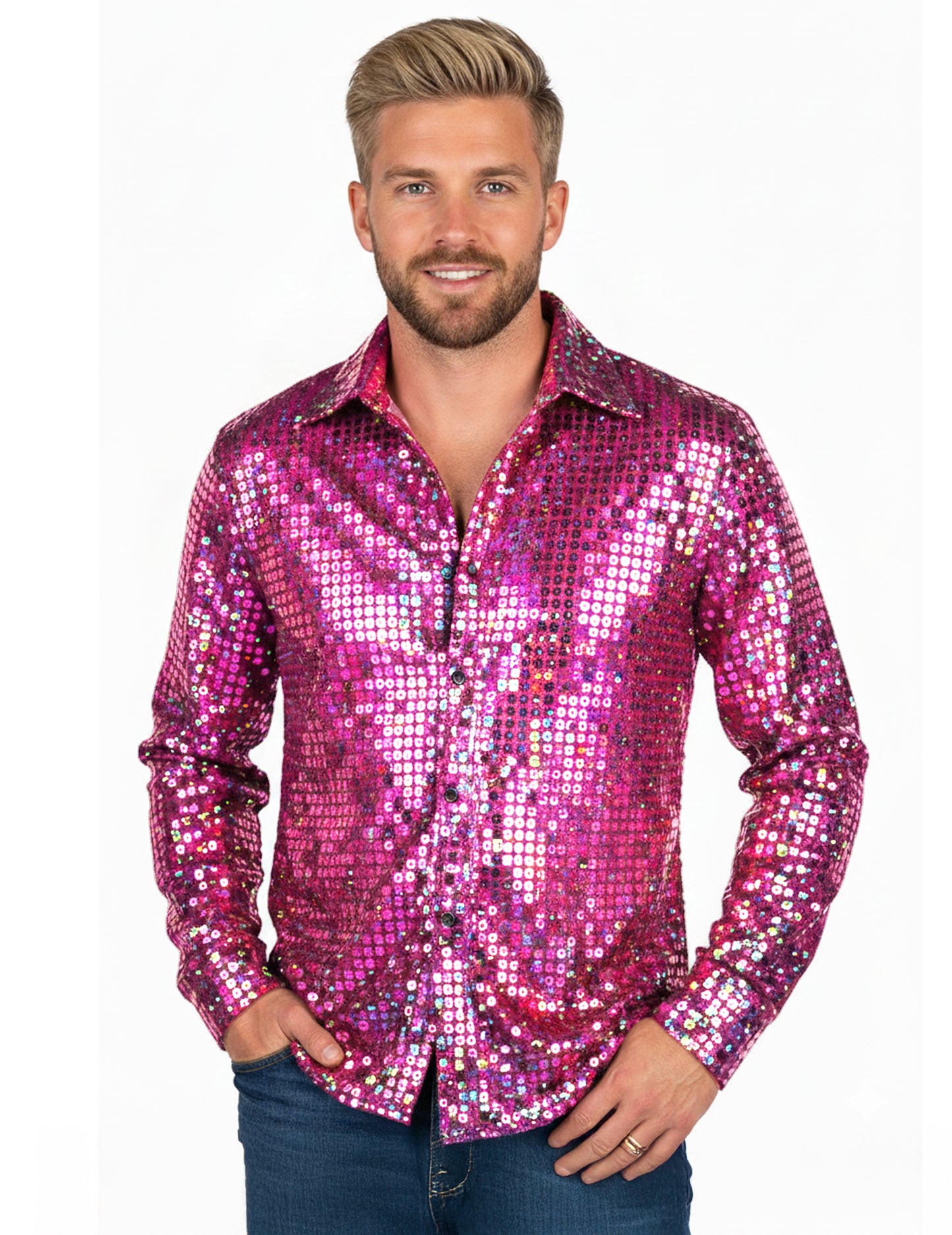 Cămașă bărbătească roz disco de lux