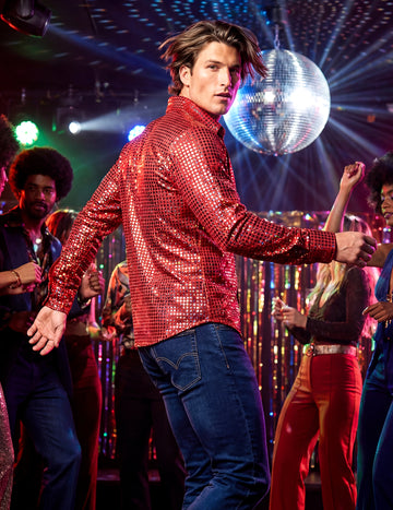 Cămașă disco roșie premium pentru bărbați 