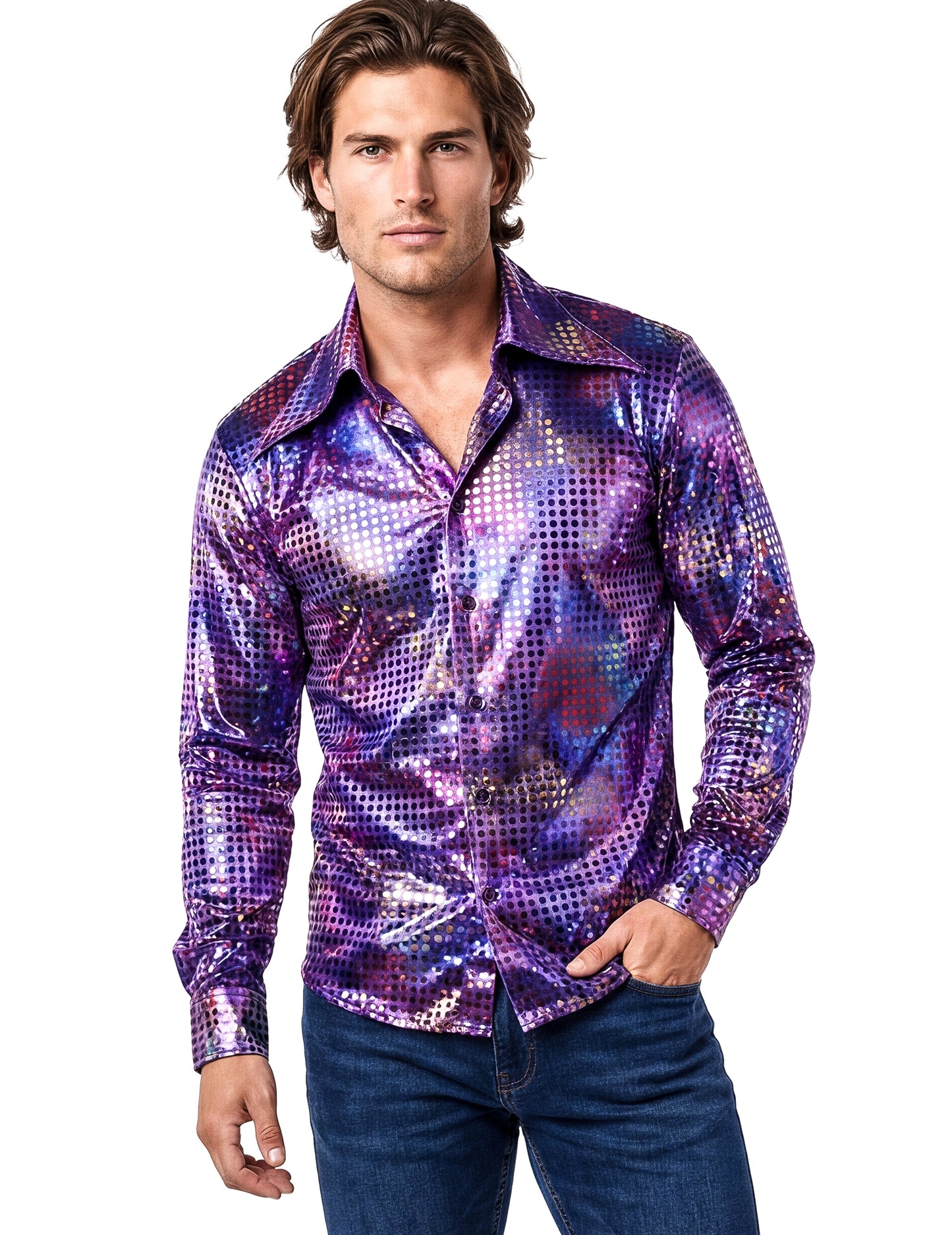 Chemise homme disco violet haut de gamme