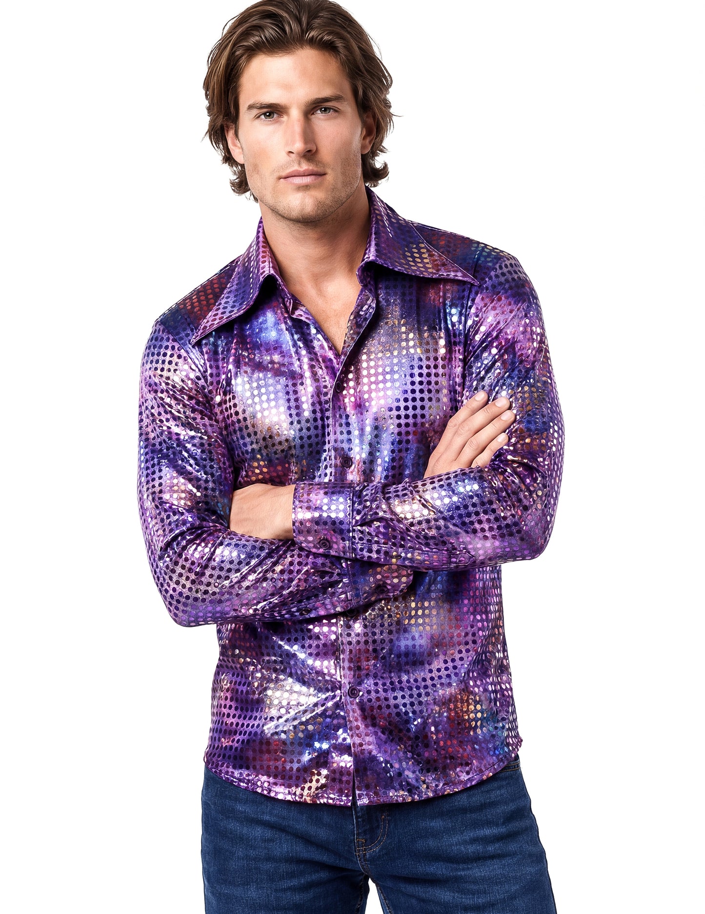 Chemise homme disco violet haut de gamme