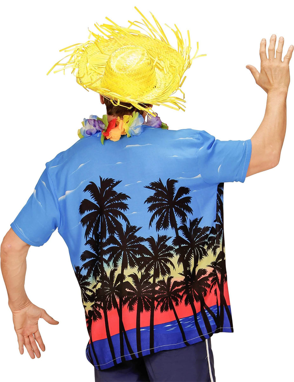 Vue de dos de la chemise touriste hawaïen pour adulte