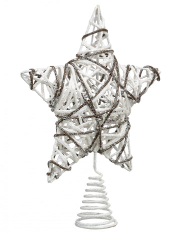 Vârf de brad din ratan, stea sclipitoare 20 x 25 cm 