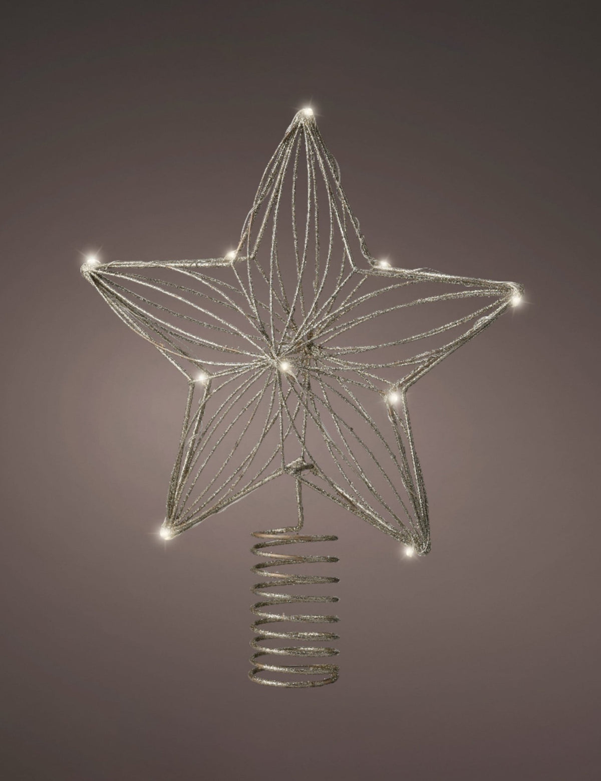 Cimier étoile pour sapin dorée à paillettes avec led