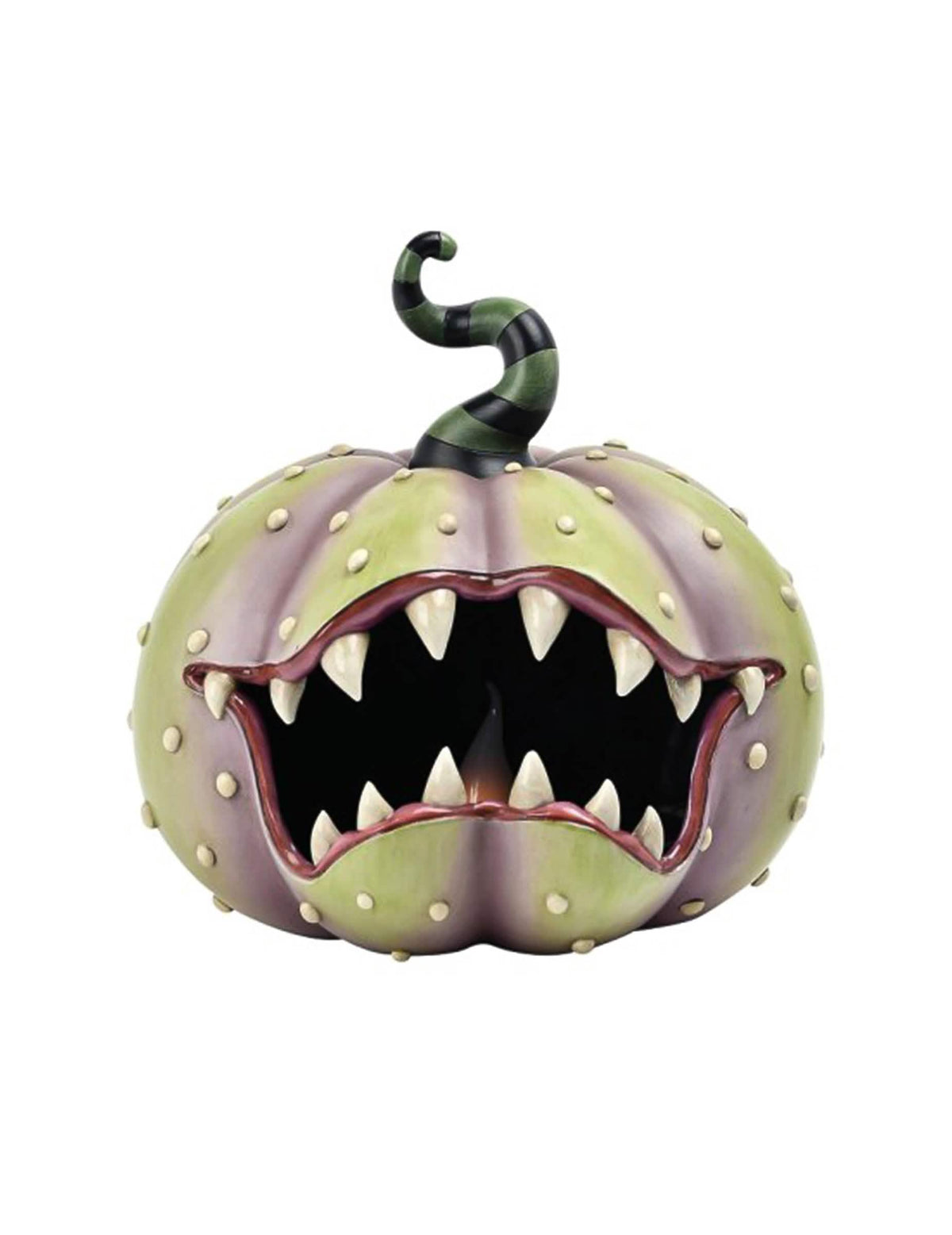 Citrouille carnivore décorative en résine avec LED 28 x 28,5 x 28,5 cm