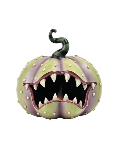 Citrouille carnivore décorative en résine avec LED 28 x 28,5 x 28,5 cm