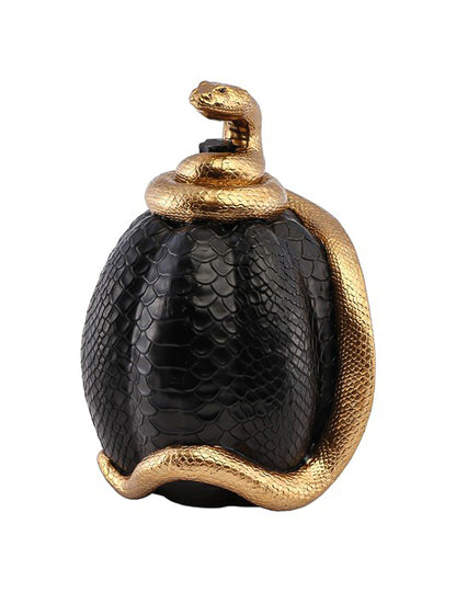 Citrouille décorative en résine noire effet peau de serpent doré 14 x 16 x 20,5 cm