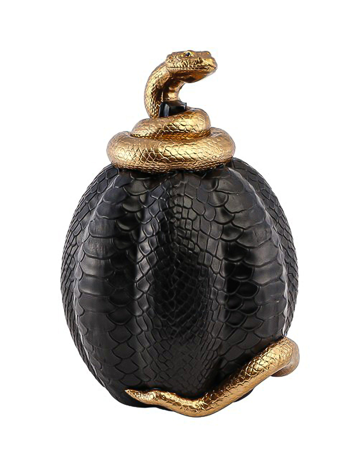 Citrouille décorative en résine noire effet peau de serpent doré 14 x 16 x 20,5 cm