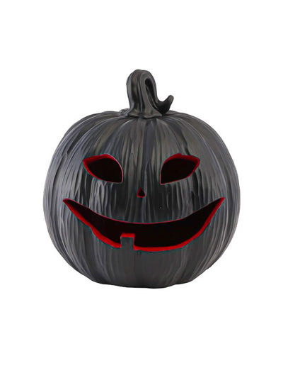 Citrouille décorative en résine noire et rouge avec LED 25 x 24 x 25 cm