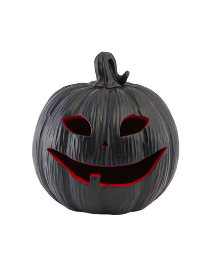 Citrouille décorative en résine noire et rouge avec LED 25 x 24 x 25 cm