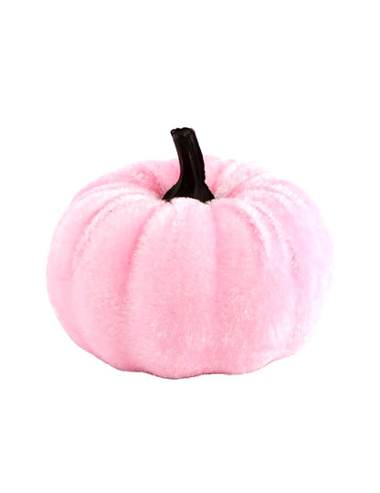 Citrouille effet velours rose pastel 7 cm