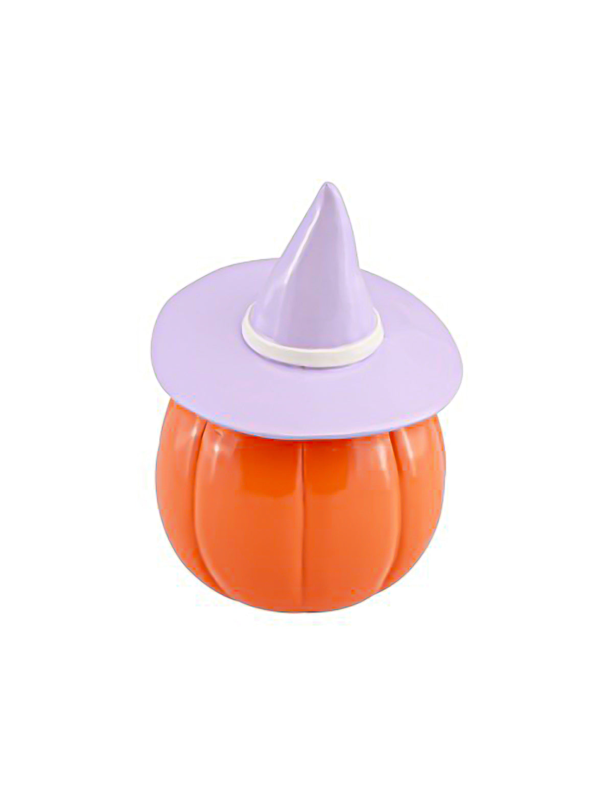 Citrouille en résine orange avec chapeau lilas 17 cm