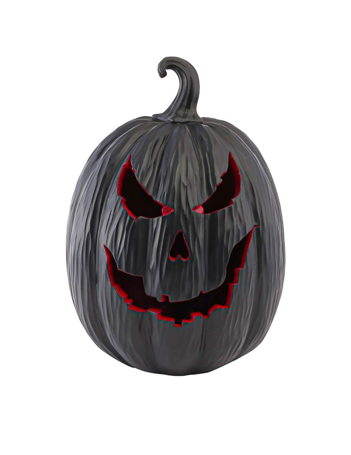 Citrouille démon décorative en résine noire et rouge avec LED 21 x 21 x 29 cm