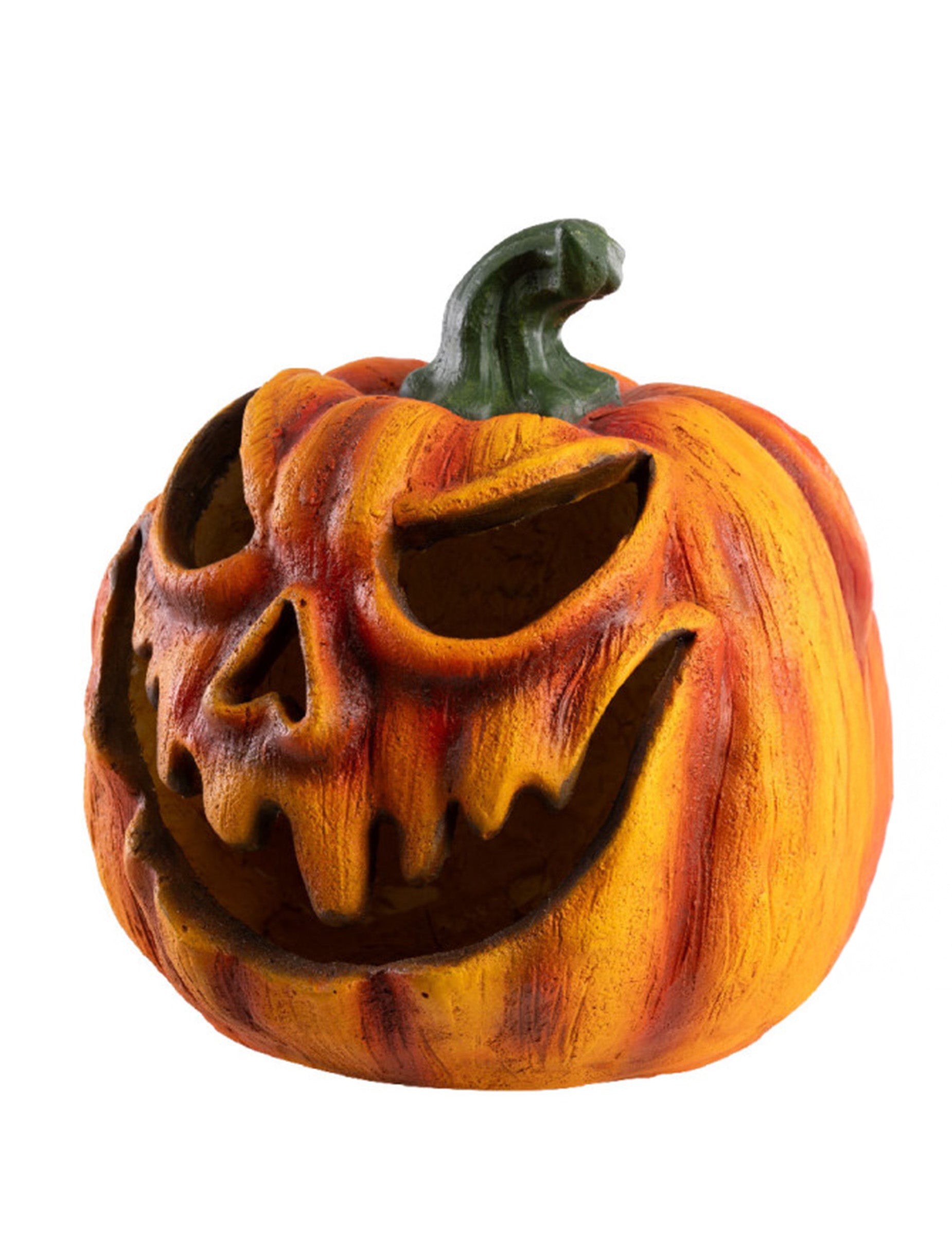 Vue de trois-quart de la citrouille lumineuse effrayante