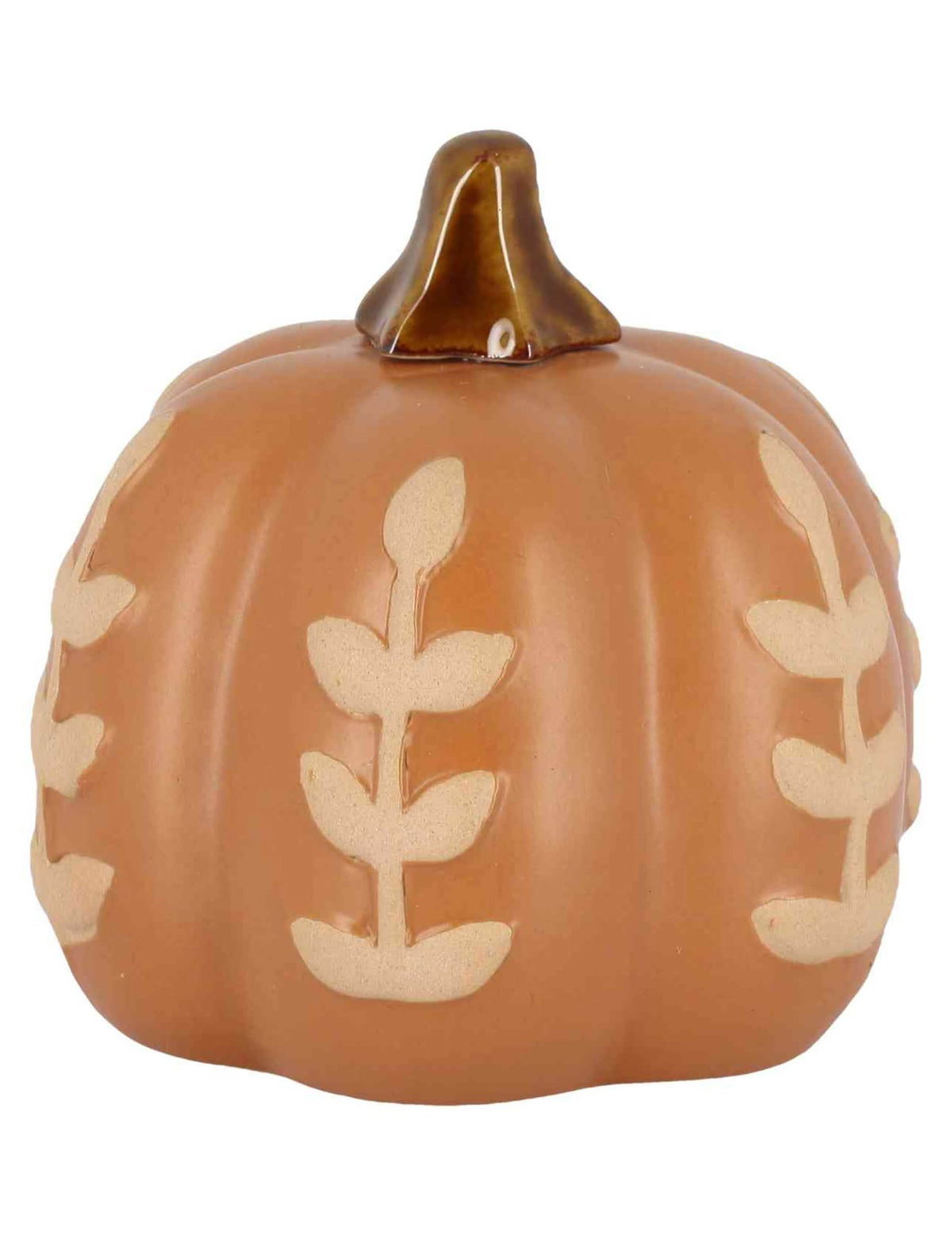 Dovleac din ceramică cu frunze scorțișoară 10 cm
