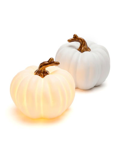 Dovleac LED din ceramică albă și maro 12 cm