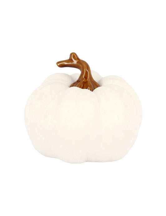 Dovleac LED din ceramică albă și maro 12 cm