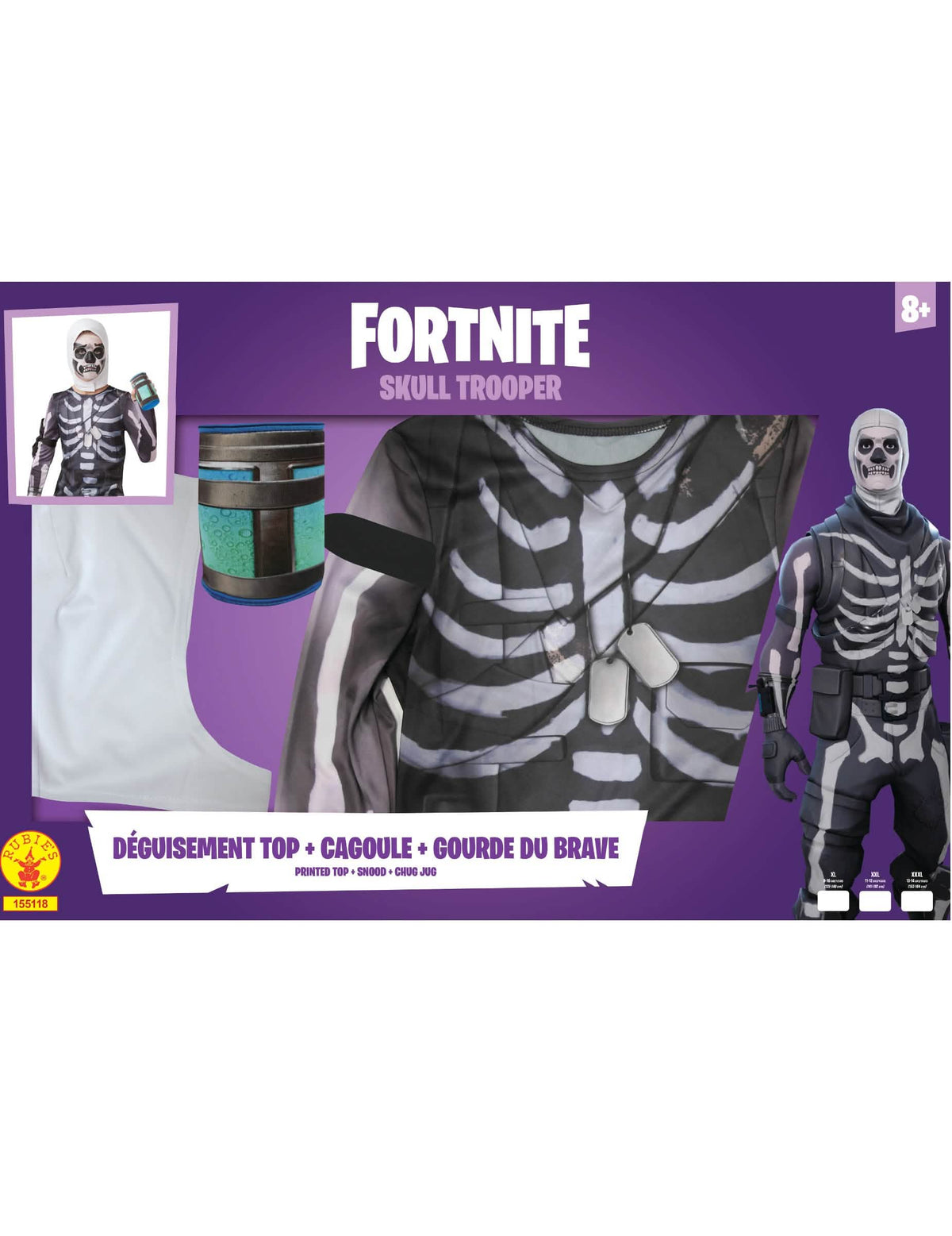 Detalii despre topul cagulei și sticla din setul de costum Skull Trooper Fortnite