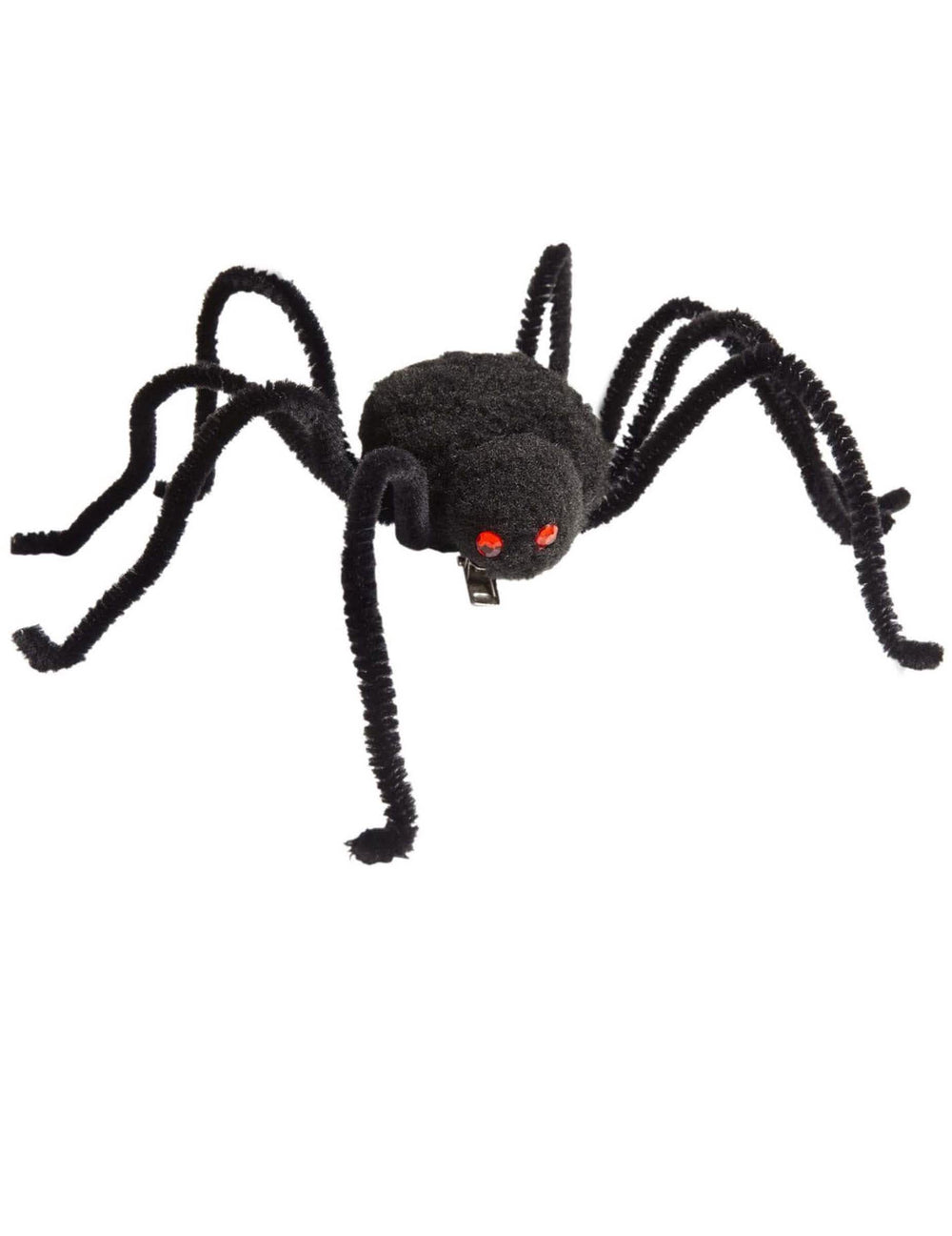 Detaliu al sistemului de fixare al coafei de halloween cu păianjen
