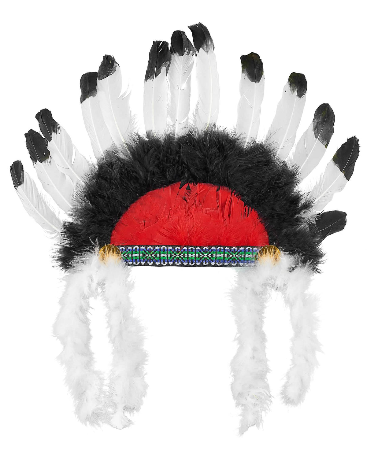 Vue de face de la coiffe chef indien avec plumes pour enfant