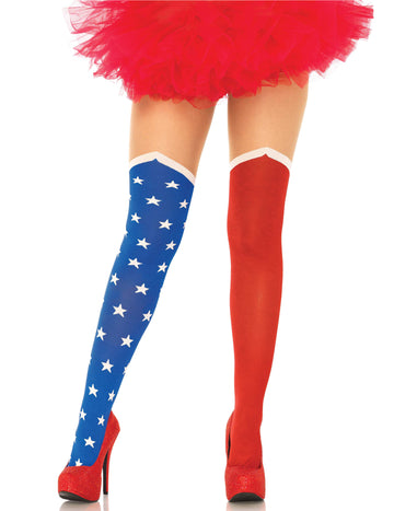 Collants opaques drapeau USA femme