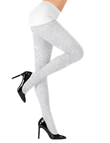 Colanți albi cu sclipici pentru adulți