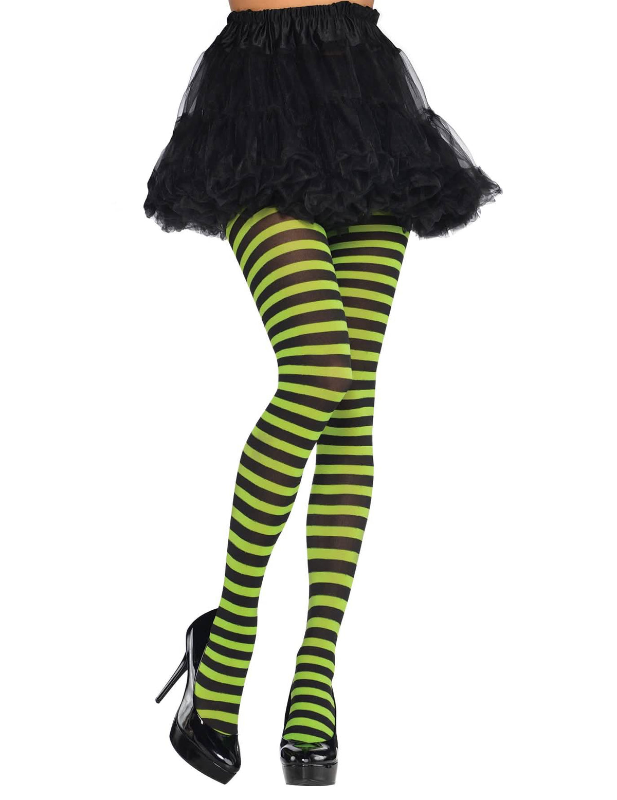 Colanți cu dungi pentru adult verde și negru