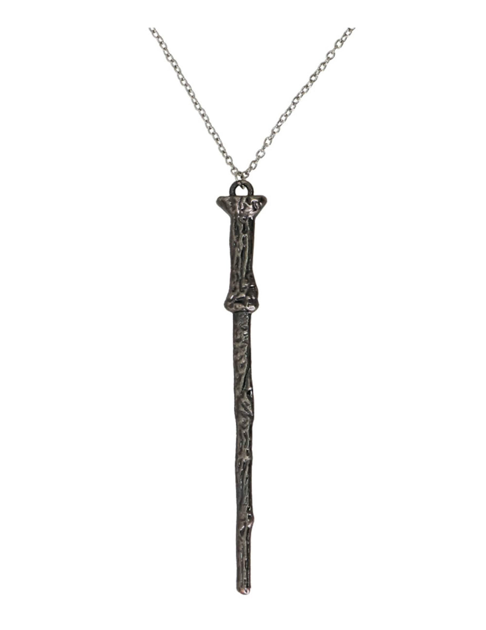 Collier baguette de sorcier pour adulte argenté vieilli