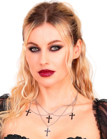 Colier de cruce gotică neagră pentru adulți