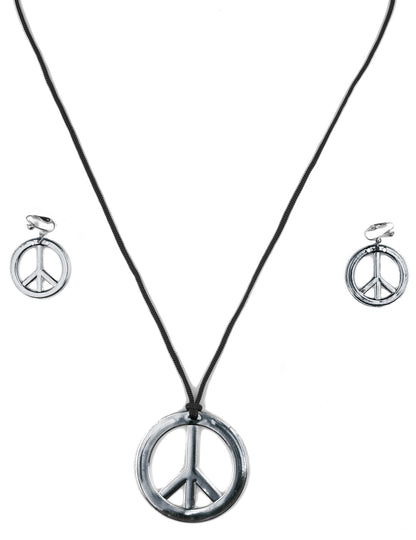 Colier hippie de argint și hippie din plastic pentru adulți