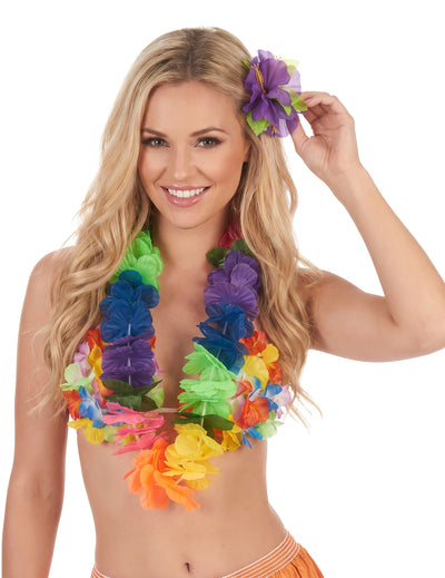 Colier din Hawaii Flori mari multicolore