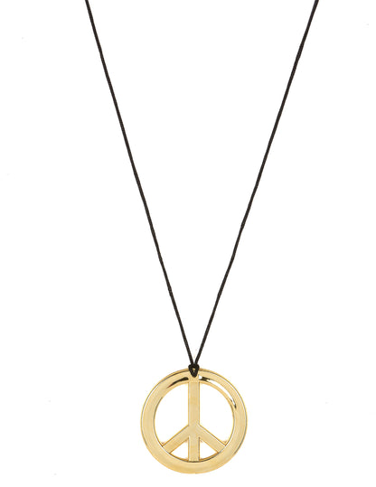 Détail du pendentif peace and love du collier hippie pour adulte