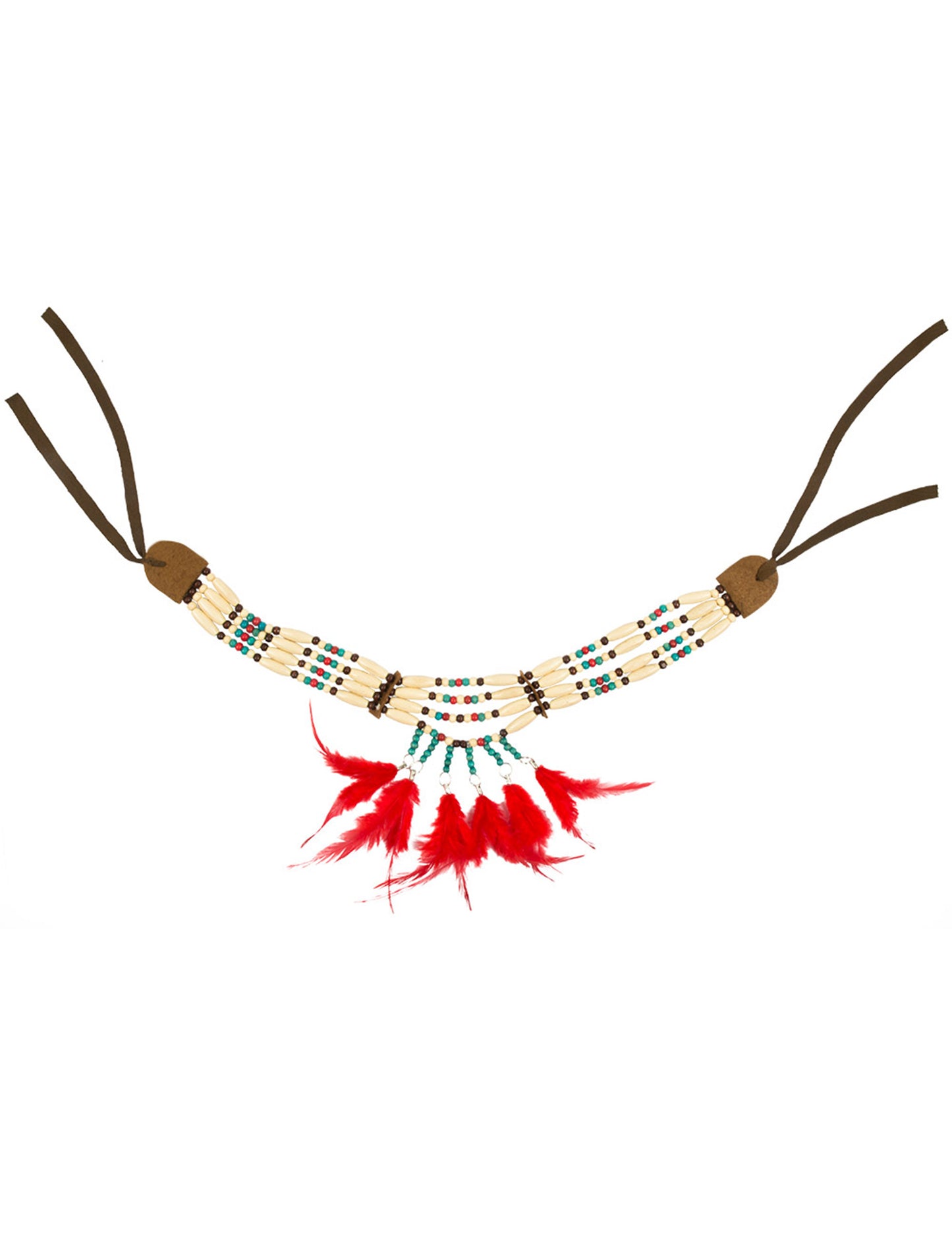 Colier indian cu pene roșii feminine