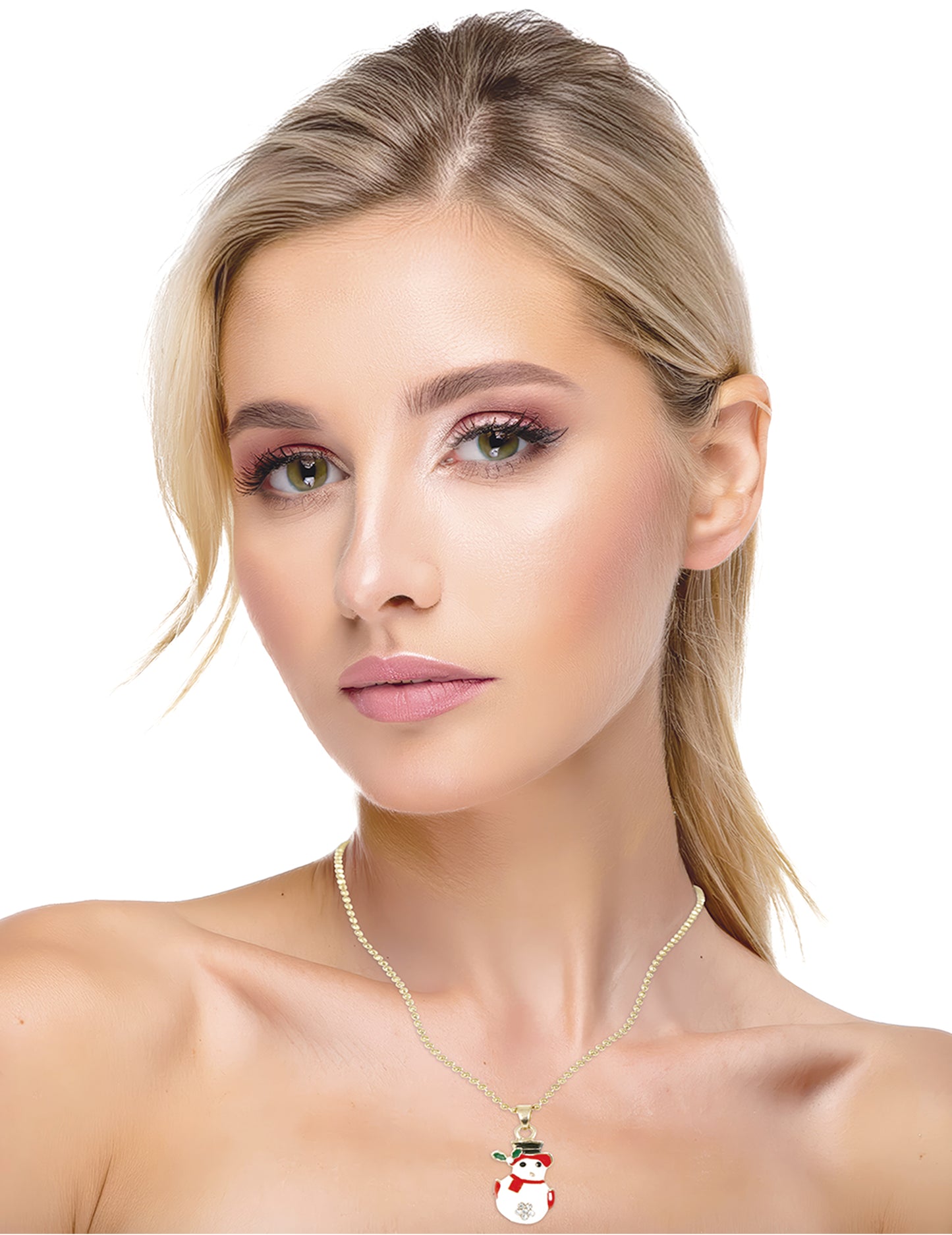 Colier metalic cu om de zăpadă de Crăciun