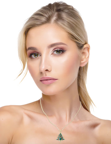 Colier metalic cu brad de Crăciun