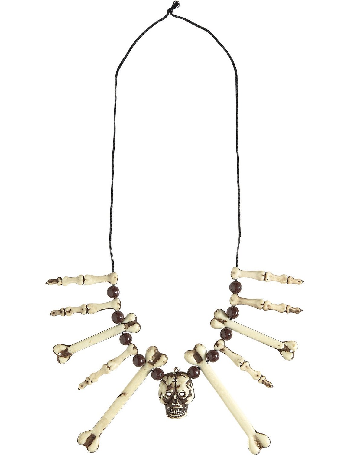 Colier cu os și craniu pentru adulți bej și maro cu efect uzat