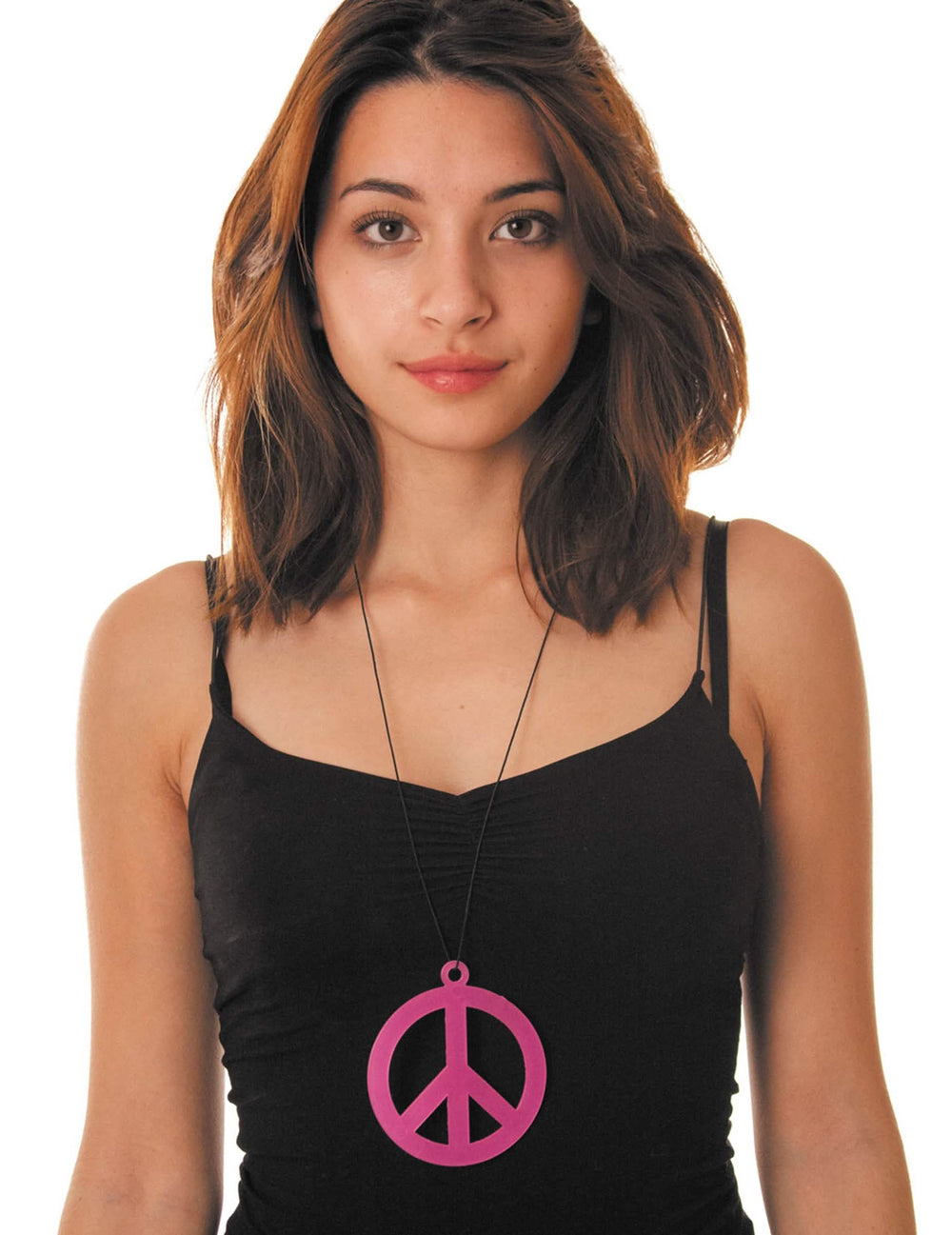 Colier cu pandantiv peace pentru adult fluorescent roz