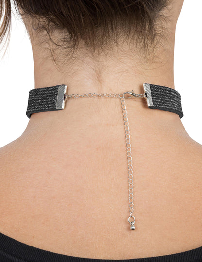 Colier choker cu strasuri negre pentru adulți