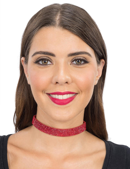 Colier choker cu strasuri roșii pentru adulți