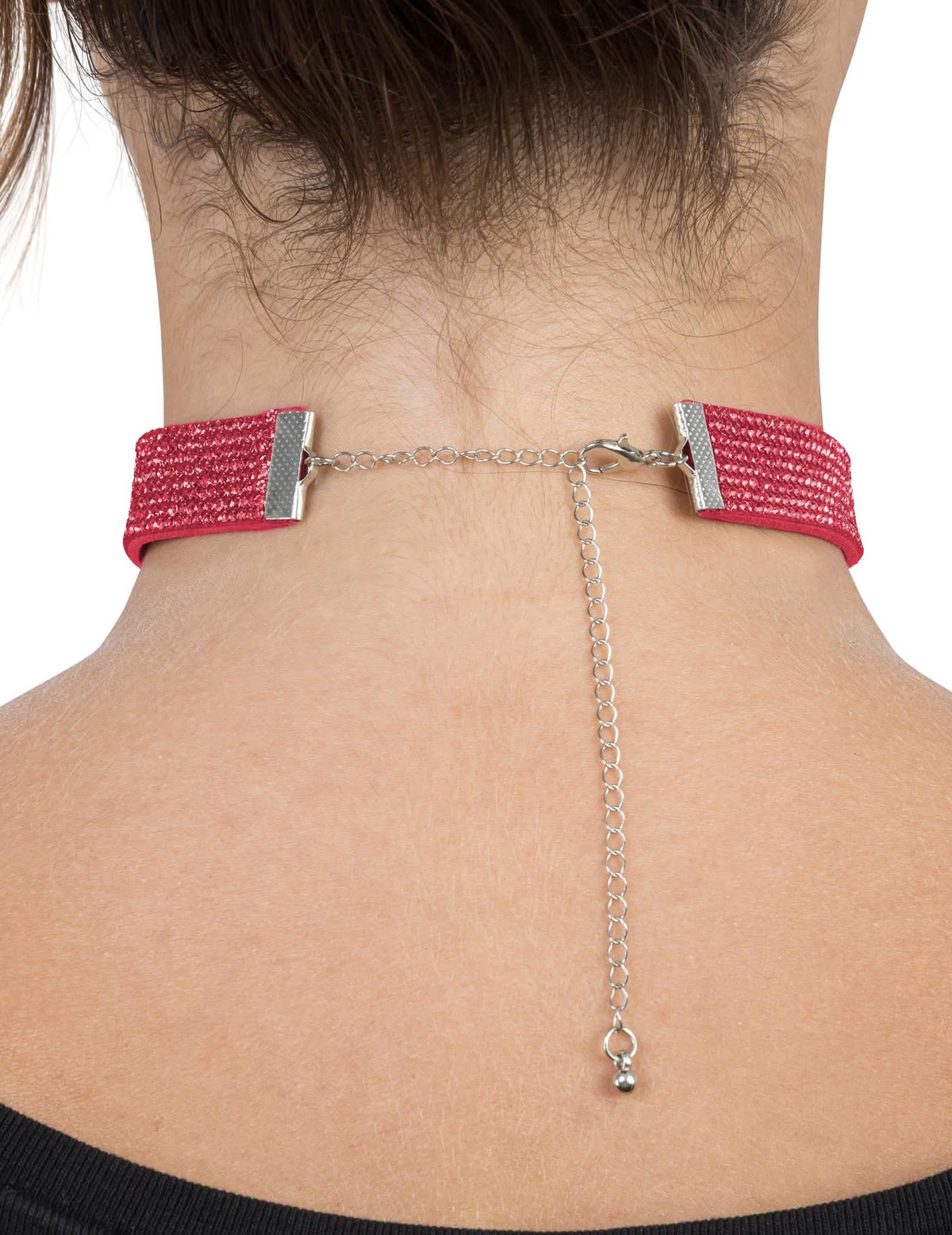 Colier choker cu strasuri roșii pentru adulți