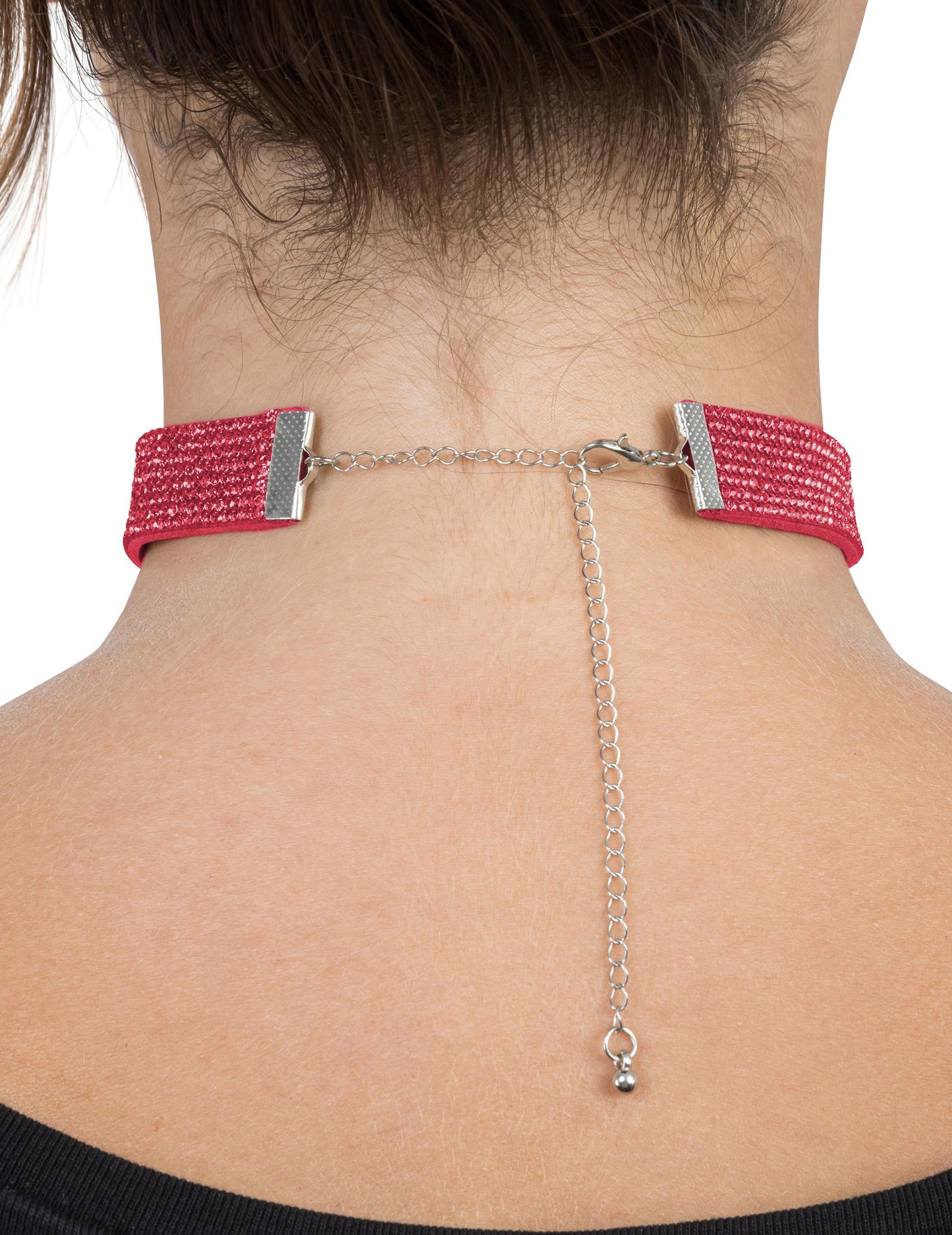 Colier choker cu strasuri roșii pentru adulți